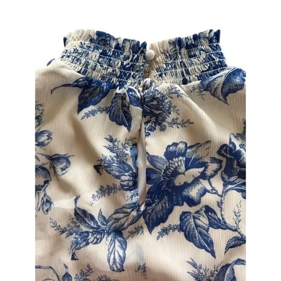 Express Women XS Floral‎ Ruffled Mini Dress Mocked Neck Summer Boho Cottagecore - Picture 9 of 9